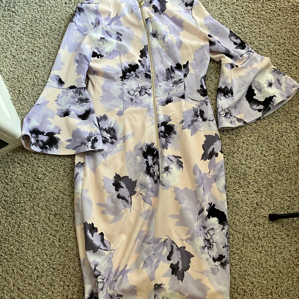 Calvin Klein Lavender Floral Midi Dress - Picture 3 of 3
